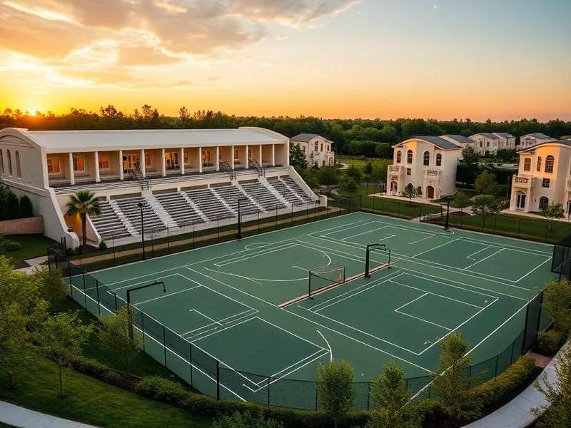 Coliseum sports courts at sunset