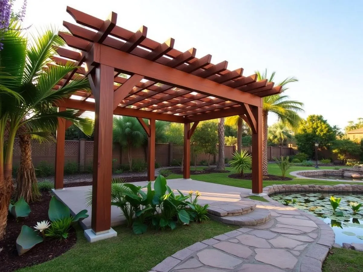 Pergola & lily pond