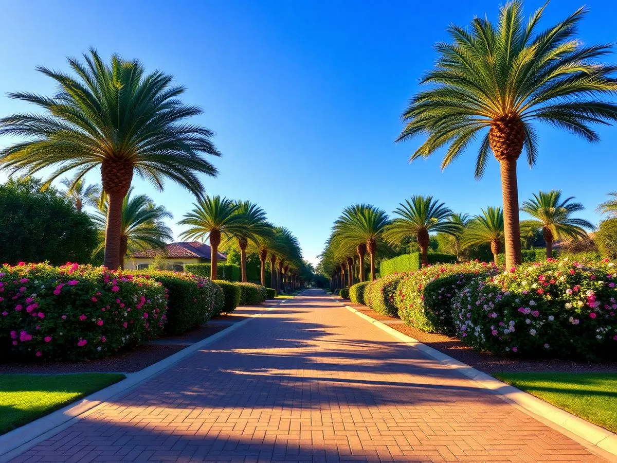 Palm-lined driveway